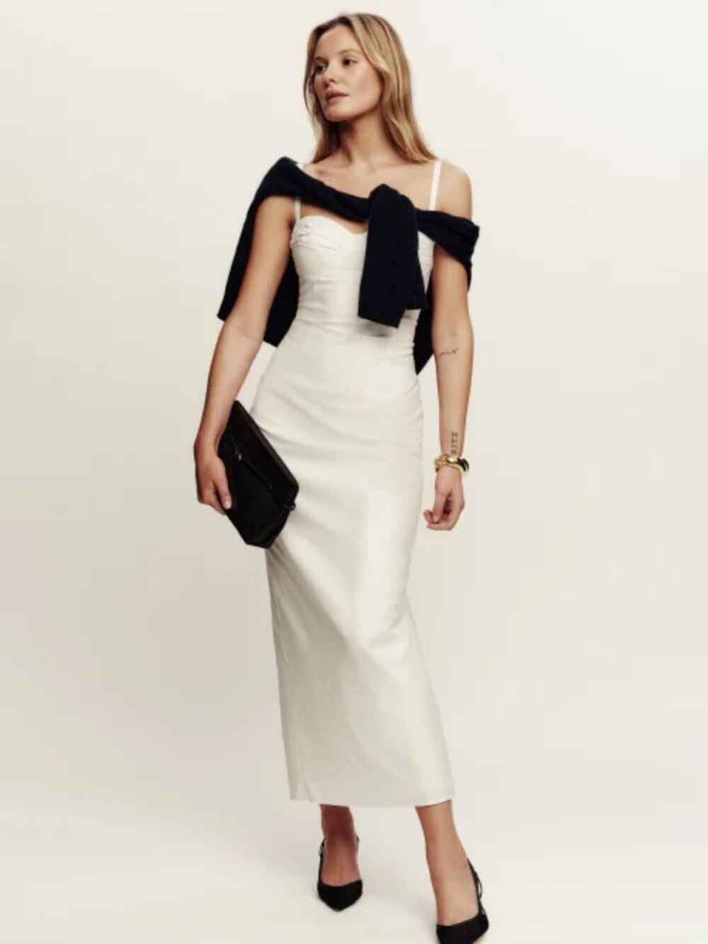 NWOT Reformation Stormi Dress in White Sleeveless Cotton Maxi Size 4 - Picture 3 of 6